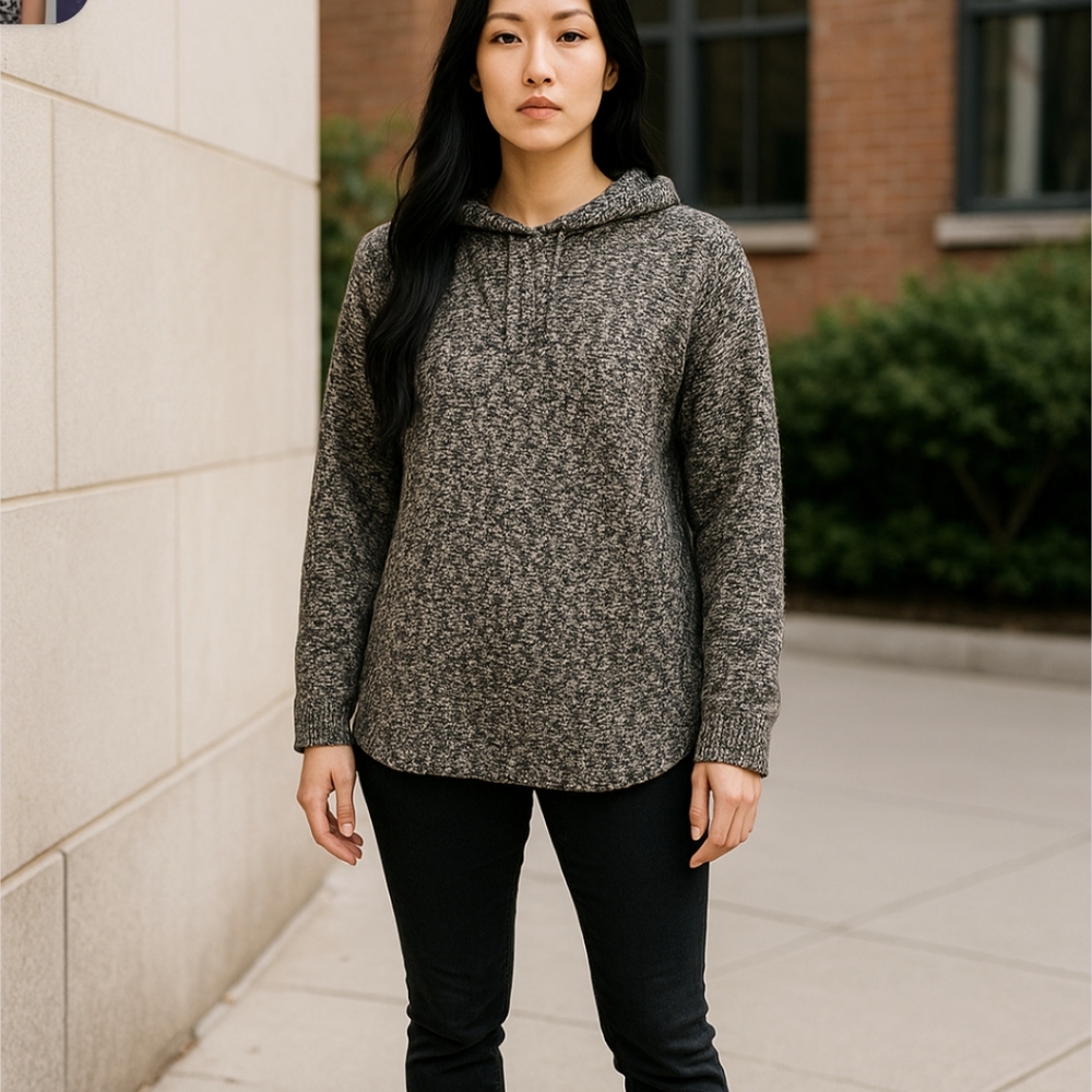 Palette Black & White Marbled Sequin Turtle Neck Sweater